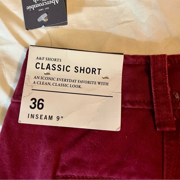 Abercrombie and Fitch Jean Shorts Men’s 36 Maroon Zipper New with Tags - Picture 7 of 16